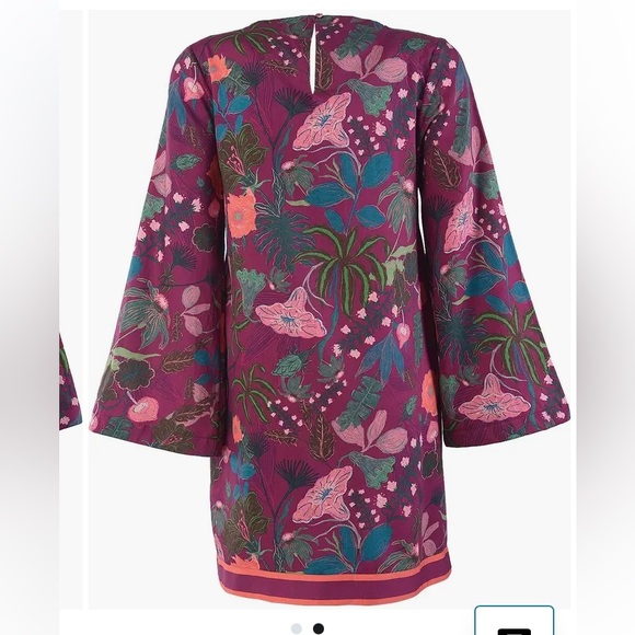 CELINA MOON Purple Floral Long-Sleeve Shift Dress with Pink & Green Accents - Picture 2 of 4